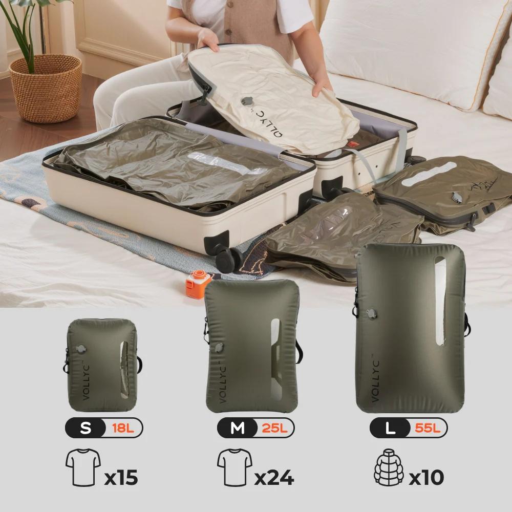 FLEXTAIL X VOLLYC EZY SET BUNDLE - 3 Size Waterproof Travel Vacuum Pack For Luggage Space Saving - Image 5