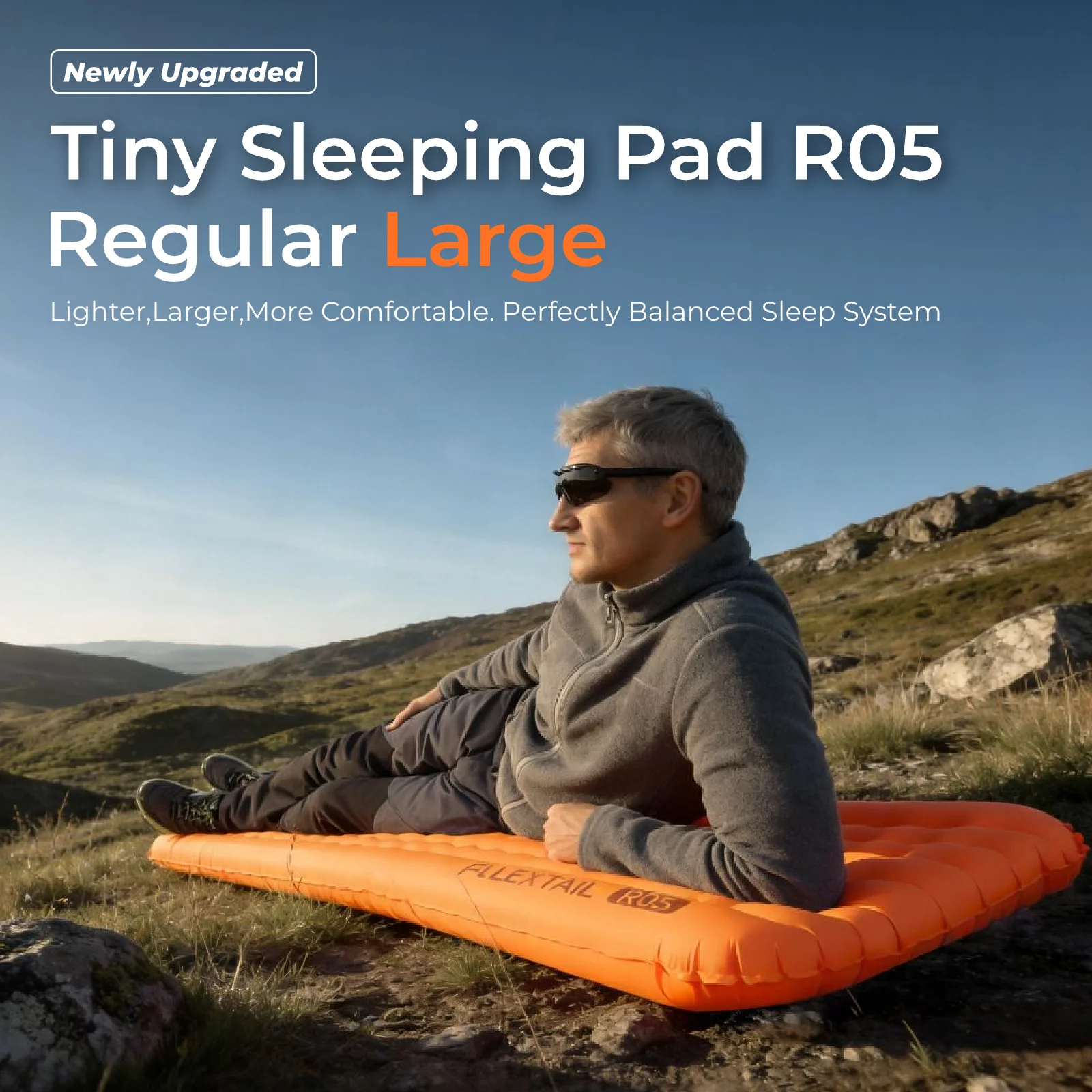 TINY Sleeping Pad R05 Large- Larger, Lighter, More Comfortable (196cm, 5 R-value) - Image 2