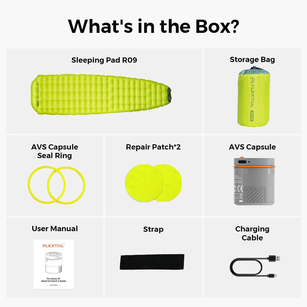 Tiny Sleeping Pad R09 Large-World's Lightest 9.4 R-value Sleeping Pad with Automatic Inflation - Image 14